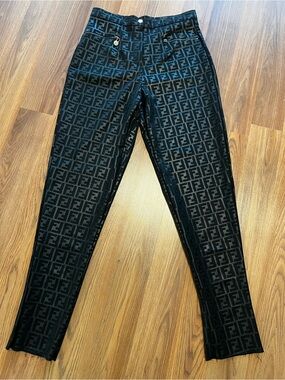 Authentic Vintage Fendi Zucca FF Logo Black Trousers